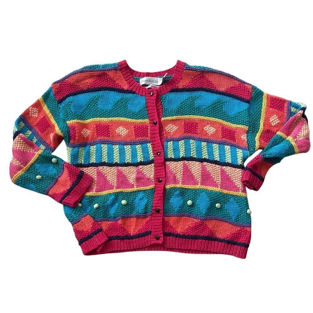 Vintage Robert Scott Ltd Handknit Cotton Ramie Cardigan